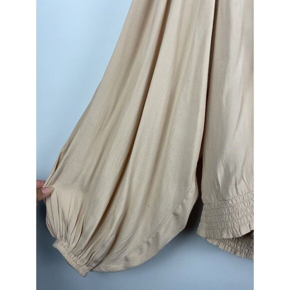 Maeve Anthropologie Cream Kristie Long Balloon Sleeve Sequin Peasant Blouse S - Picture 2 of 9